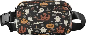 Boccsty Halloween Castle Belt Bag for Women Men Spider Ghost Fanny Pack Small Waist Pouch Crossbody Bags for Outdoor Hiking Running Travel