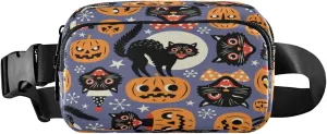 Boccsty Halloween Cat Belt Bag for Women Men Pumpkin Fanny Pack Small Waist Pouch Crossbody Bags for Outdoor Hiking Running Travel