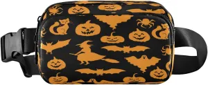 Boccsty Halloween Cat Pumpkin Witch Belt Bag for Women Men Fanny Pack Small Waist Pouch Crossbody Bags for Outdoor Hiking Running Travel