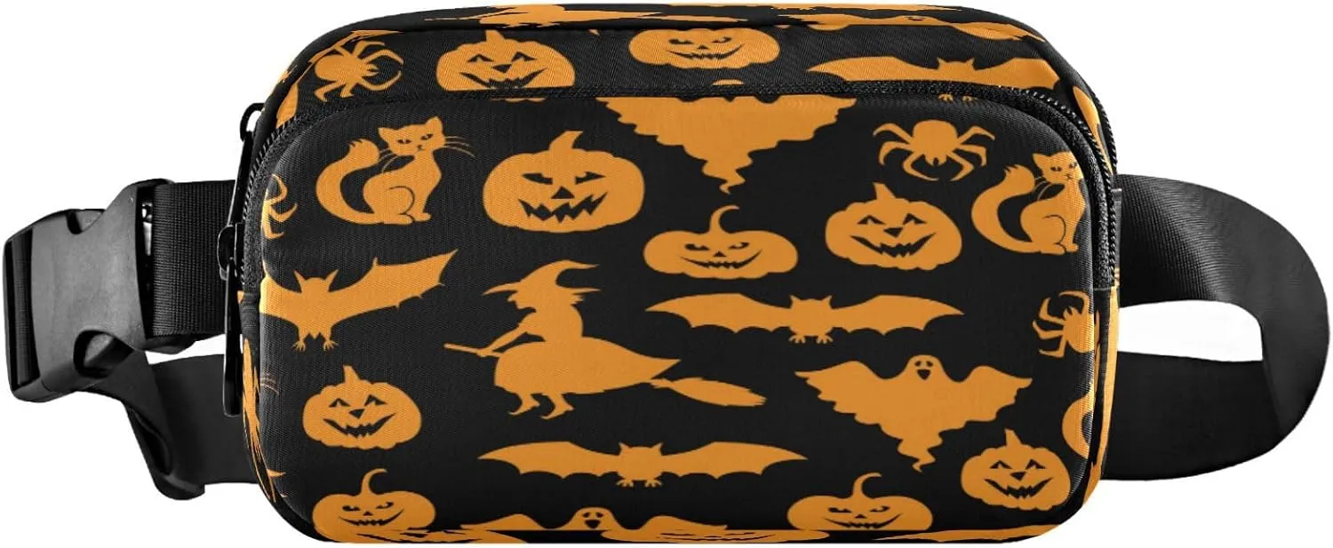 Boccsty Halloween Cat Pumpkin Witch Belt Bag for Women Men Fanny Pack Small Waist Pouch Crossbody Bags for Outdoor Hiking Running Travel