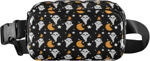 Boccsty Halloween Cute Ghosts Moon Belt Bag for Women Men Fanny Pack Small Waist Pouch Crossbody Bags for Outdoor Hiking Running Travel
