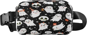 Boccsty Halloween Cute Ghosts Skulls Belt Bag for Women Men Fanny Pack Small Waist Pouch Crossbody Bags for Outdoor Hiking Running Travel