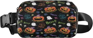 Boccsty Halloween Cute Pumpkin and Ghost Seamless Pattern Belt Bag for Women Men Fanny Pack Small Waist Pouch Crossbody Bags for Outdoor Hiking Running Travel