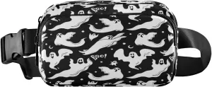 Boccsty Halloween Funny Belt Bag for Women Men Ghosts Moon Fanny Pack Small Waist Pouch Crossbody Bags for Outdoor Hiking Running Travel
