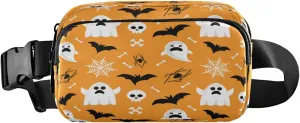 Boccsty Halloween Ghost Bat Belt Bag for Women Men Fanny Pack Small Waist Pouch Crossbody Bags for Outdoor Hiking Running Travel