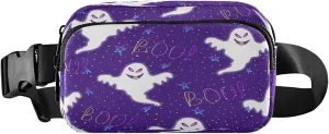 Boccsty Halloween Ghost Belt Bag for Women Men Purple Fanny Pack Small Waist Pouch Crossbody Bags for Outdoor Hiking Running Travel