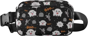 Boccsty Halloween Ghost Belt Bag for Women Men Spider Web Fanny Pack Small Waist Pouch Crossbody Bags for Outdoor Hiking Running Travel