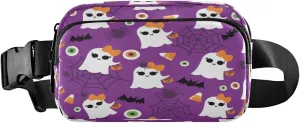 Boccsty Halloween Ghosts Belt Bag for Women Men Spooky Spiders Fanny Pack Small Waist Pouch Crossbody Bags for Outdoor Hiking Running Travel
