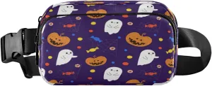 Boccsty Halloween Ghosts Cobwebs Sweets Belt Bag for Women Men Fanny Pack Small Waist Pouch Crossbody Bags for Outdoor Hiking Running Travel
