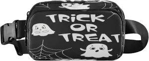 Boccsty Halloween Ghosts Spider Web Belt Bag for Women Men Trick Or Treat Fanny Pack Small Waist Pouch Crossbody Bags for Outdoor Hiking Running Travel