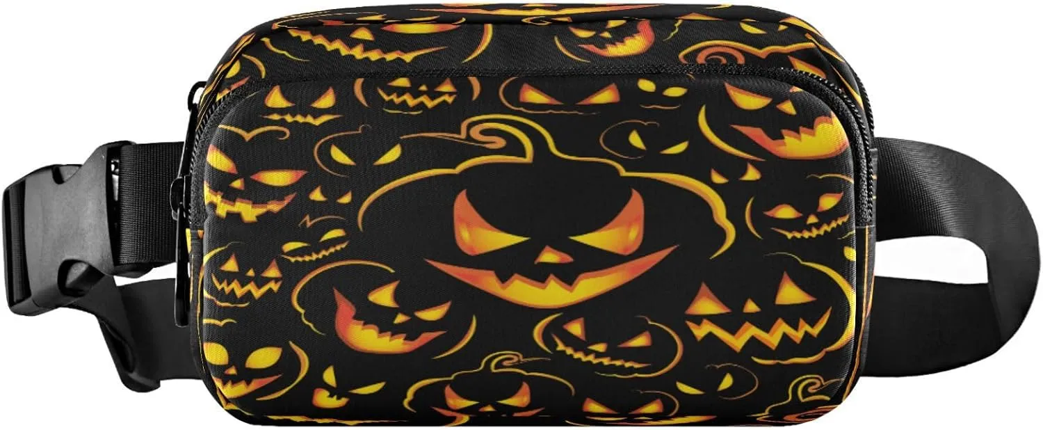 Boccsty Halloween Magic Pumpkin Belt Bag for Women Men Fanny Pack Small Waist Pouch Crossbody Bags for Outdoor Hiking Running Travel
