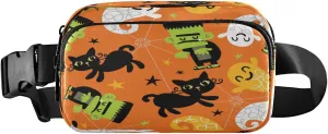 Boccsty Halloween Monster Spooky Belt Bag for Women Men Cats Fanny Pack Small Waist Pouch Crossbody Bags for Outdoor Hiking Running Travel