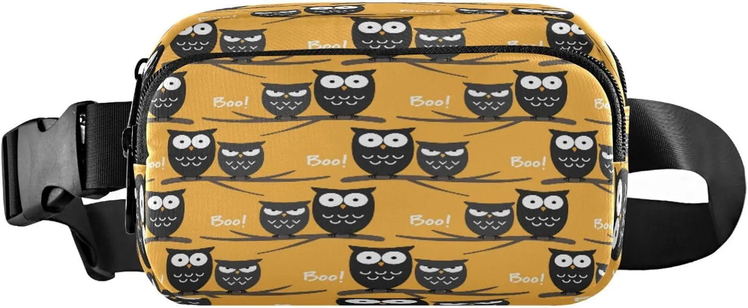 Boccsty Halloween Owls Belt Bag for Women Men Fanny Pack Small Waist Pouch Crossbody Bags for Outdoor Hiking Running Travel