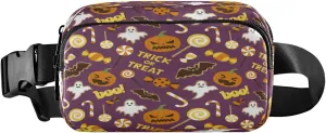 Boccsty Halloween Pumpkin Bat Belt Bag for Women Men Trick Or Treat Ghosts Fanny Pack Small Waist Pouch Crossbody Bags for Outdoor Hiking Running Travel
