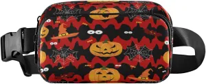 Boccsty Halloween Pumpkin Bats Belt Bag for Women Men Spider Witch Fanny Pack Small Waist Pouch Crossbody Bags for Outdoor Hiking Running Travel
