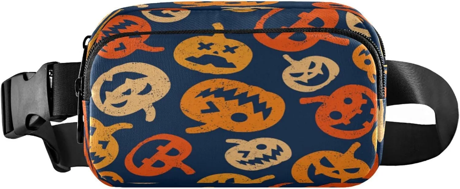 Boccsty Halloween Pumpkin Belt Bag for Women Men Colorful Pattern Fanny Pack Small Waist Pouch Crossbody Bags for Outdoor Hiking Running Travel