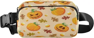 Boccsty Halloween Pumpkin Belt Bag for Women Men Oak Leaf Fanny Pack Small Waist Pouch Crossbody Bags for Outdoor Hiking Running Travel