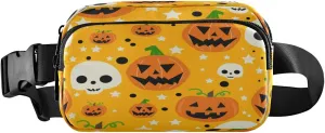Boccsty Halloween Pumpkin Belt Bag for Women Men Skull Star Fanny Pack Small Waist Pouch Crossbody Bags for Outdoor Hiking Running Travel