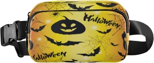 Boccsty Halloween Pumpkin Belt Bag for Women Men Spider Web Bat Fanny Pack Small Waist Pouch Crossbody Bags for Outdoor Hiking Running Travel