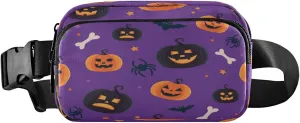 Boccsty Halloween Pumpkin Belt Bag for Women Men Spiders Bats Fanny Pack Small Waist Pouch Crossbody Bags for Outdoor Hiking Running Travel