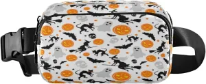 Boccsty Halloween Pumpkin Belt Bag for Women Men Witch Bat Cat Fanny Pack Small Waist Pouch Crossbody Bags for Outdoor Hiking Running Travel