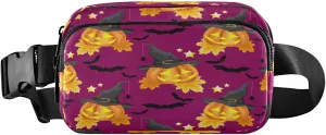 Boccsty Halloween Pumpkin Belt Bag for Women Men Witches Hat Fanny Pack Small Waist Pouch Crossbody Bags for Outdoor Hiking Running Travel