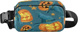 Boccsty Halloween Pumpkin Belt Bag for Women Men Witches Stars Fanny Pack Small Waist Pouch Crossbody Bags for Outdoor Hiking Running Travel
