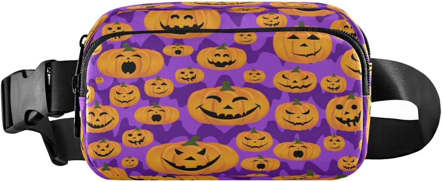 Boccsty Halloween Pumpkin Face Belt Bag for Women Men Fanny Pack Small Waist Pouch Crossbody Bags for Outdoor Hiking Running Travel