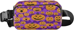Boccsty Halloween Pumpkin Face Belt Bag for Women Men Fanny Pack Small Waist Pouch Crossbody Bags for Outdoor Hiking Running Travel
