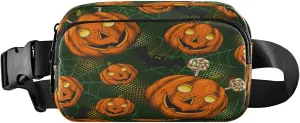Boccsty Halloween Pumpkin Lantern Lollypop Spiderweb Belt Bag for Women Men Fanny Pack Small Waist Pouch Crossbody Bags for Outdoor Hiking Running Travel