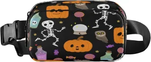 Boccsty Halloween Pumpkin Skull Belt Bag for Women Men Candy Owl Fanny Pack Small Waist Pouch Crossbody Bags for Outdoor Hiking Running Travel