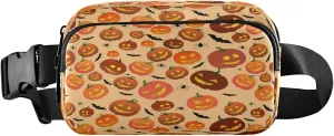 Boccsty Halloween Pumpkins Bats Belt Bag for Women Men Spiders Skull Fanny Pack Small Waist Pouch Crossbody Bags for Outdoor Hiking Running Travel