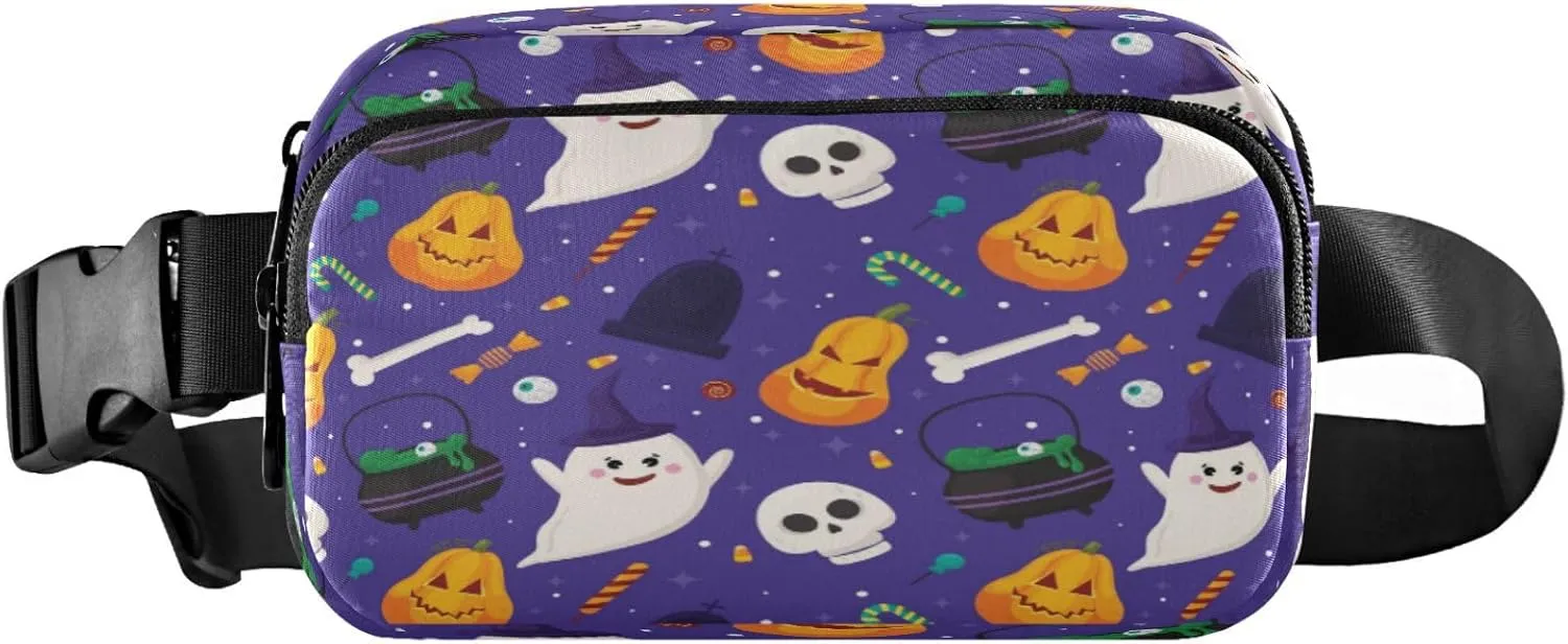 Boccsty Halloween Pumpkins Ghost Belt Bag for Women Men Fanny Pack Small Waist Pouch Crossbody Bags for Outdoor Hiking Running Travel