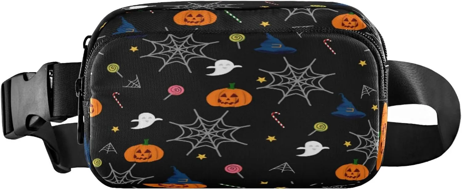 Boccsty Halloween Pumpkins Ghost Spider Belt Bag for Women Men Fanny Pack Small Waist Pouch Crossbody Bags for Outdoor Hiking Running Travel