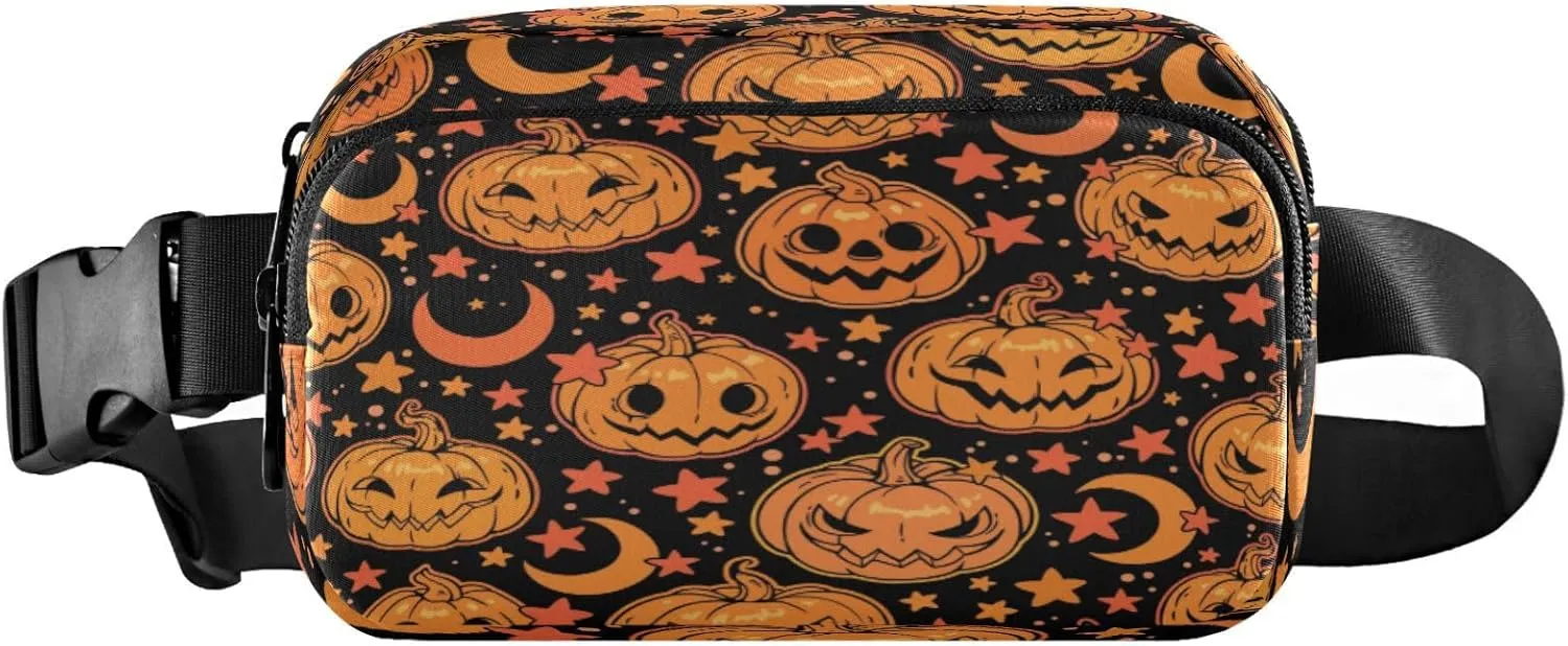 Boccsty Halloween Pumpkins Moon Belt Bag for Women Men Fanny Pack Small Waist Pouch Crossbody Bags for Outdoor Hiking Running Travel