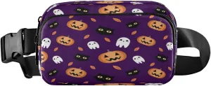 Boccsty Halloween Pumpkins Skulls Ghosts Belt Bag for Women Men Fanny Pack Small Waist Pouch Crossbody Bags for Outdoor Hiking Running Travel