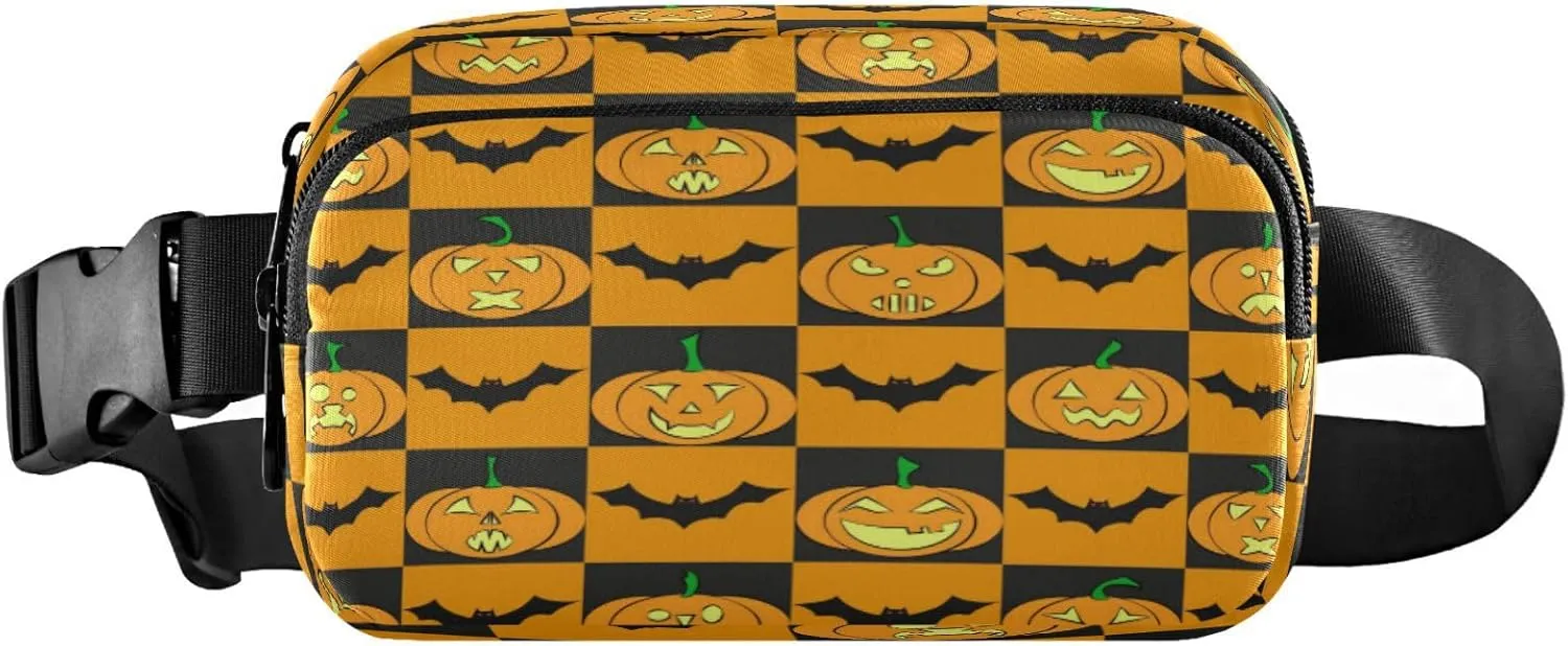Boccsty Halloween Pumpkins Spider Belt Bag for Women Men Orange Fanny Pack Small Waist Pouch Crossbody Bags for Outdoor Hiking Running Travel