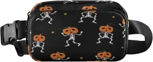 Boccsty Halloween Skeleton Pumpkin Belt Bag for Women Men Fanny Pack Small Waist Pouch Crossbody Bags for Outdoor Hiking Running Travel