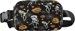 Boccsty Halloween Skeletons Belt Bag for Women Men Pumpkins Fanny Pack Small Waist Pouch Crossbody Bags for Outdoor Hiking Running Travel