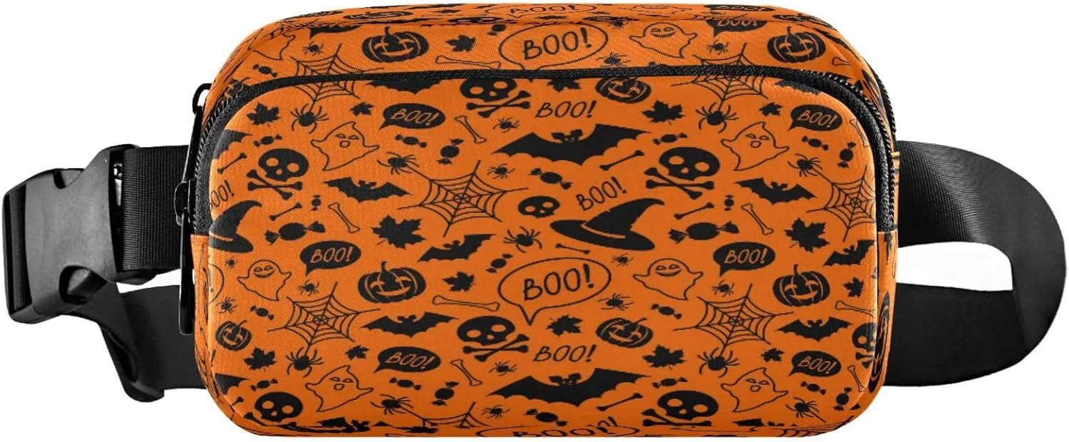 Boccsty Halloween Skull Belt Bag for Women Men Cartoon Fanny Pack Small Waist Pouch Crossbody Bags for Outdoor Hiking Running Travel