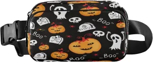 Boccsty Halloween Skull Belt Bag for Women Men Pumpkin Ghost Fanny Pack Small Waist Pouch Crossbody Bags for Outdoor Hiking Running Travel