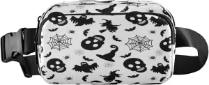 Boccsty Halloween Skull Belt Bag for Women Men Witch Ghost Fanny Pack Small Waist Pouch Crossbody Bags for Outdoor Hiking Running Travel