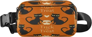 Boccsty Halloween Skull Cat Belt Bag for Women Men Trick Or Treat Fanny Pack Small Waist Pouch Crossbody Bags for Outdoor Hiking Running Travel