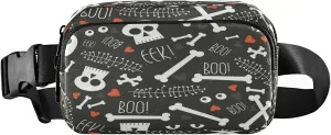 Boccsty Halloween Skulls Bones Eyes Belt Bag for Women Men Fanny Pack Small Waist Pouch Crossbody Bags for Outdoor Hiking Running Travel