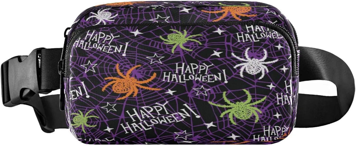 Boccsty Halloween Spider Belt Bag for Women Men Star Fanny Pack Small Waist Pouch Crossbody Bags for Outdoor Hiking Running Travel