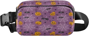 Boccsty Halloween Spider Cobweb Pumpkin Belt Bag for Women Men Fanny Pack Small Waist Pouch Crossbody Bags for Outdoor Hiking Running Travel