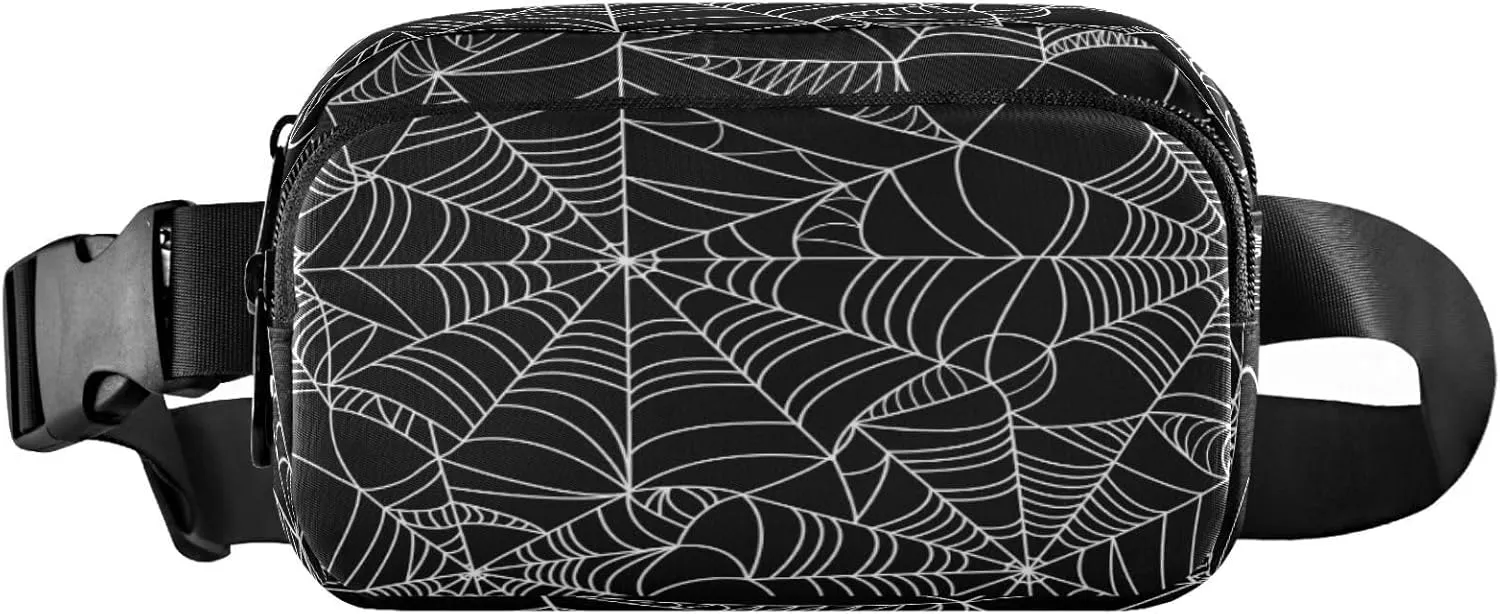 Boccsty Halloween Spider Web Belt Bag for Women Men Fanny Pack Small Waist Pouch Crossbody Bags for Outdoor Hiking Running Travel