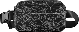 Boccsty Halloween Spider Web Belt Bag for Women Men Fanny Pack Small Waist Pouch Crossbody Bags for Outdoor Hiking Running Travel