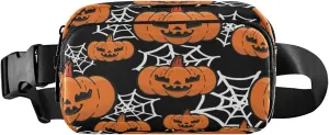 Boccsty Halloween Spider Web Pumpkins Belt Bag for Women Men Trick Or Treat Fanny Pack Small Waist Pouch Crossbody Bags for Outdoor Hiking Running Travel