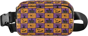 Boccsty Halloween Spiders Belt Bag for Women Men Castle Fanny Pack Small Waist Pouch Crossbody Bags for Outdoor Hiking Running Travel